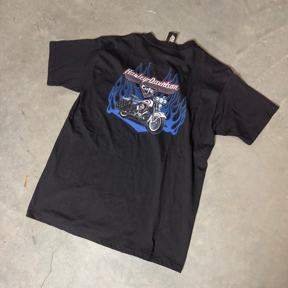 Harley-Davidson Other - Vintage Harley Davidson Cafe T-Shirt Mens XL Black Heritage Flame Las Vegas Tee